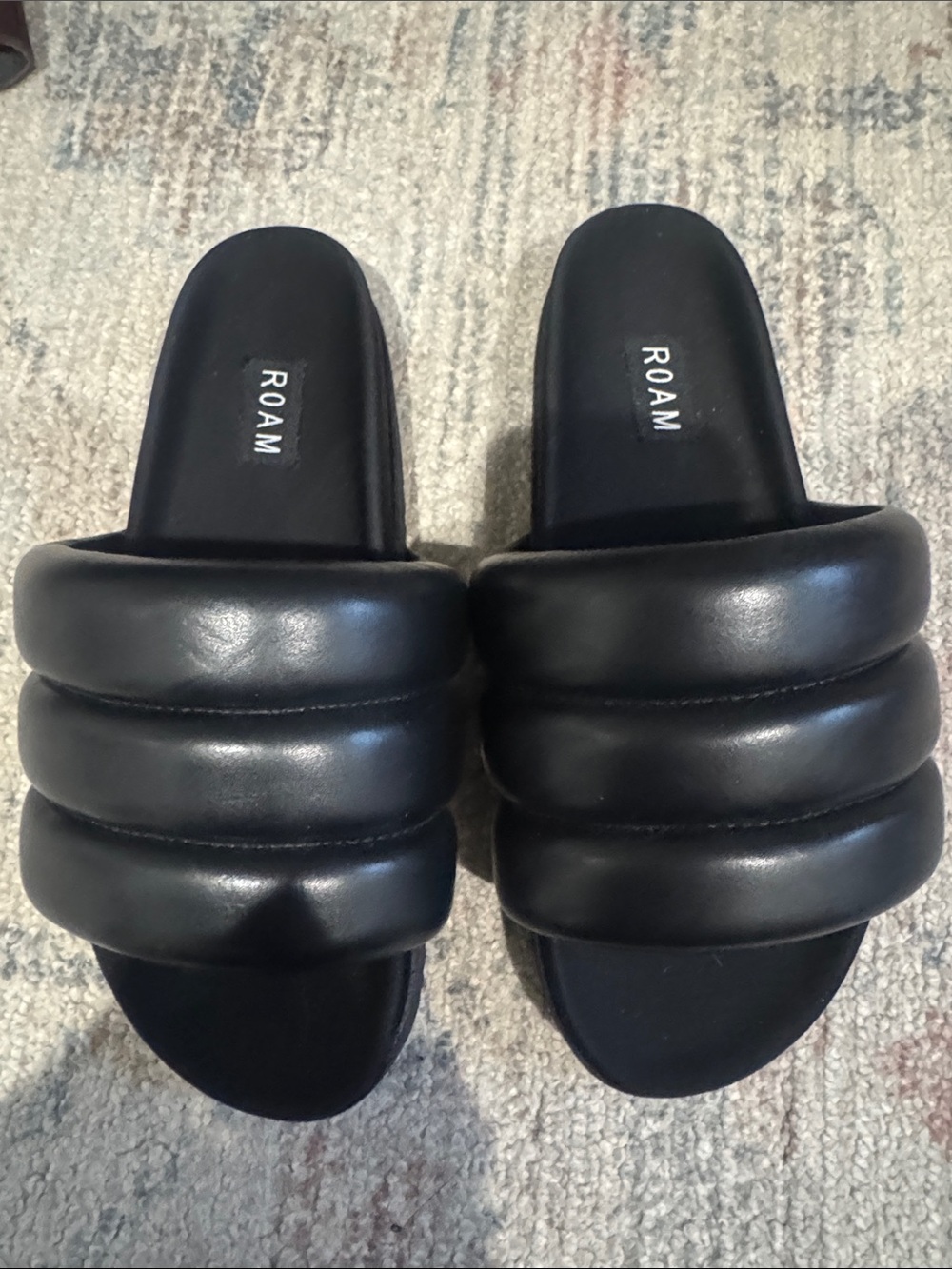 ROAM Black Padded Slide Sandals for Women